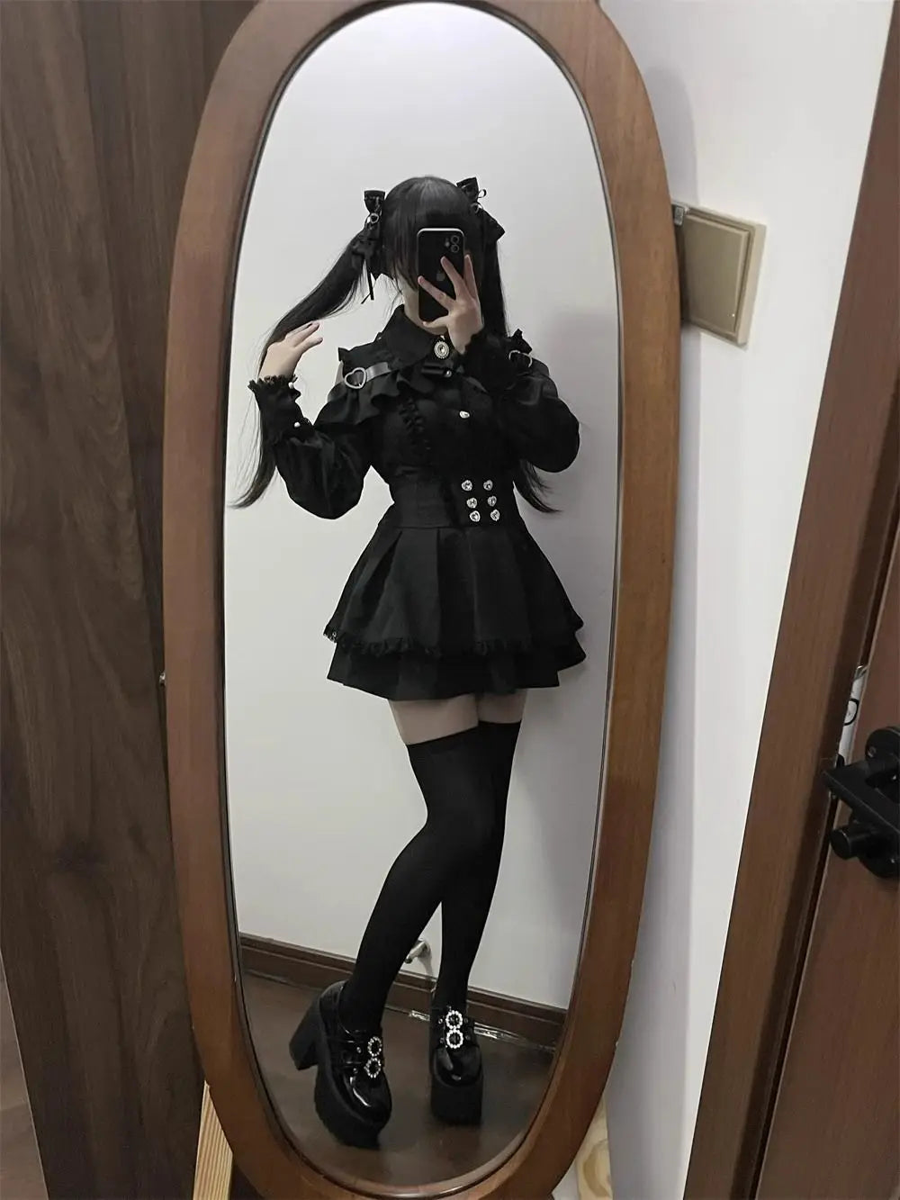 Gothic Women's Clothing Shirt Long Sleeve Lolita Blouse Japanese Bow Tie Sweet Cute Tops Design Streetwear Y2k Retro Blouse New