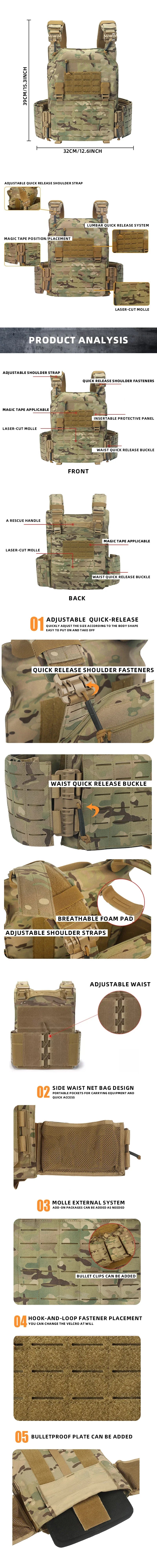 Multifunctional Quick Release Tactical Vest Hunting Protective Vest Wear-resistant Outdoor Training Clothing
