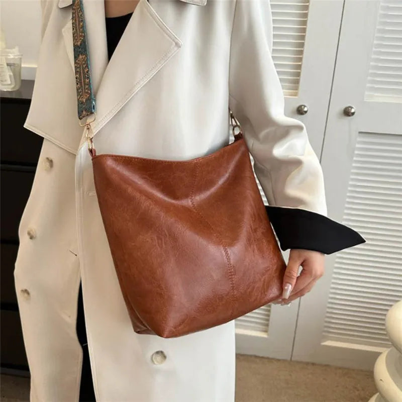 Bohemian Style Women Shoulder Bag, Vintage Wide Strap Crossbody with Intricate Embroidery, Versatile for Casual Commuting Wear