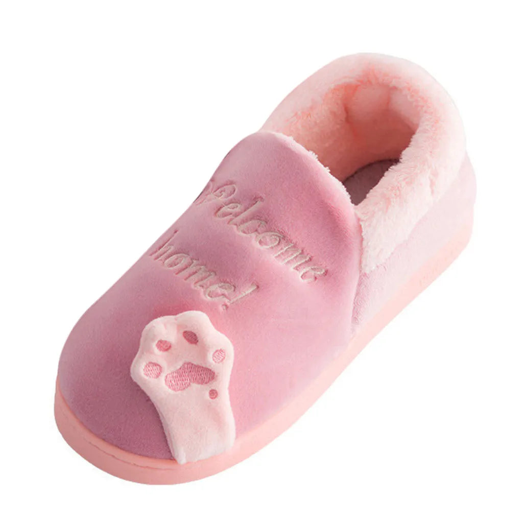 Women Winter Home Slippers Cartoon Cat Non-Slip Warm Indoors Bedroom Floor Shoes Zapatos Mujer 2024 Tendencia