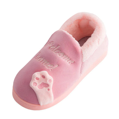 Women Winter Home Slippers Cartoon Cat Non-Slip Warm Indoors Bedroom Floor Shoes Zapatos Mujer 2024 Tendencia