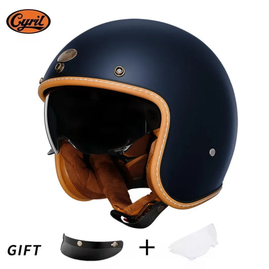 Retro 3/4 Open Face Half Motorcycle Helmet CYRIL B206 Lightweight Adult Vantage Jet Helmet for Men Women DOT ECE Approved