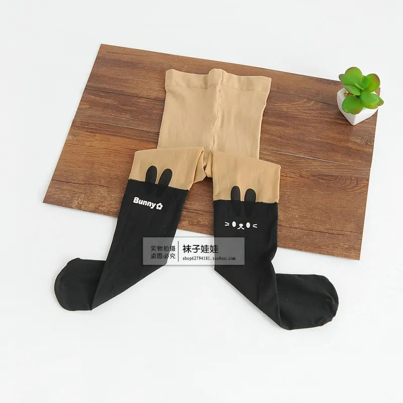 Spring autumn warm children Baby Kids tights printing Cartoon Animal Bear pantyhose cat kawaii Knee tattoo Student girl stocking