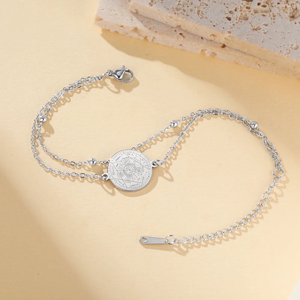 Dawapara Seven Archangels Seal Bracelet Solomon Protection Blessing Amulet Stainless Steel Religious Jewelry