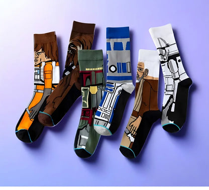 1 pair Autumn Winter Anime Socks Movie Women socks Master Yoda R2-D2 Cosplay Socks Wookiee Jedi Knight Novelty Men's Socks 37-45