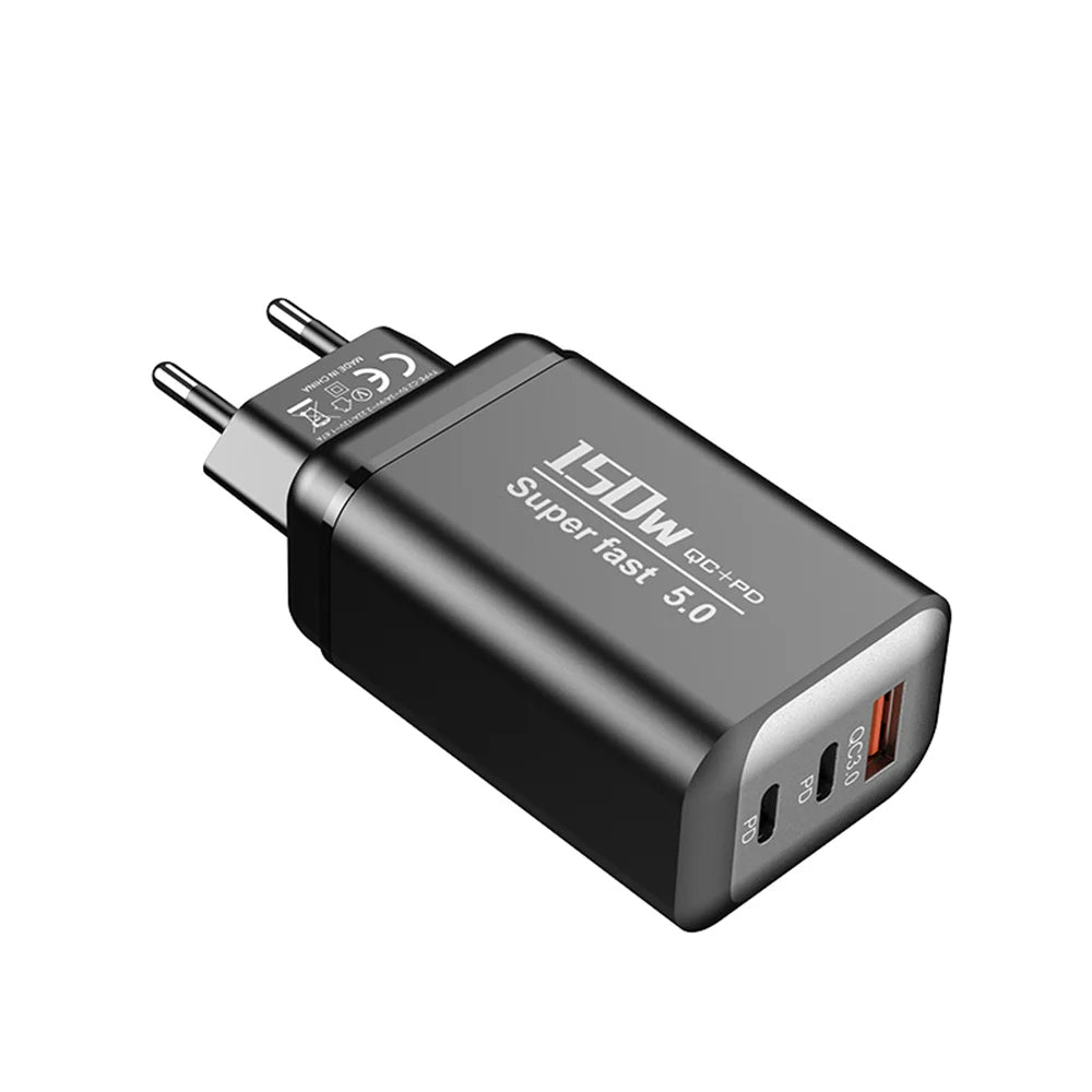 150W USB Type C Charger USB QC3.0 Fast Charging Mobile Phone Charger Travel Adapter For iPhone 17 Samsung Xiaomi EU/UK/US Plug