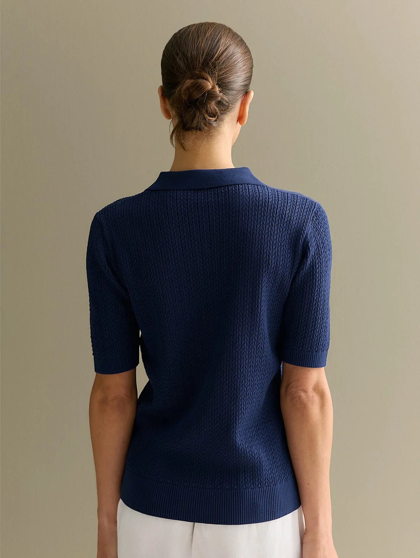 Typhaland Hollow Knitted T shirt Woman 2026 Summer New Short Sleeve Casual Loose Lapel Ins Hot Tops Lady Sweater T shirt Solid