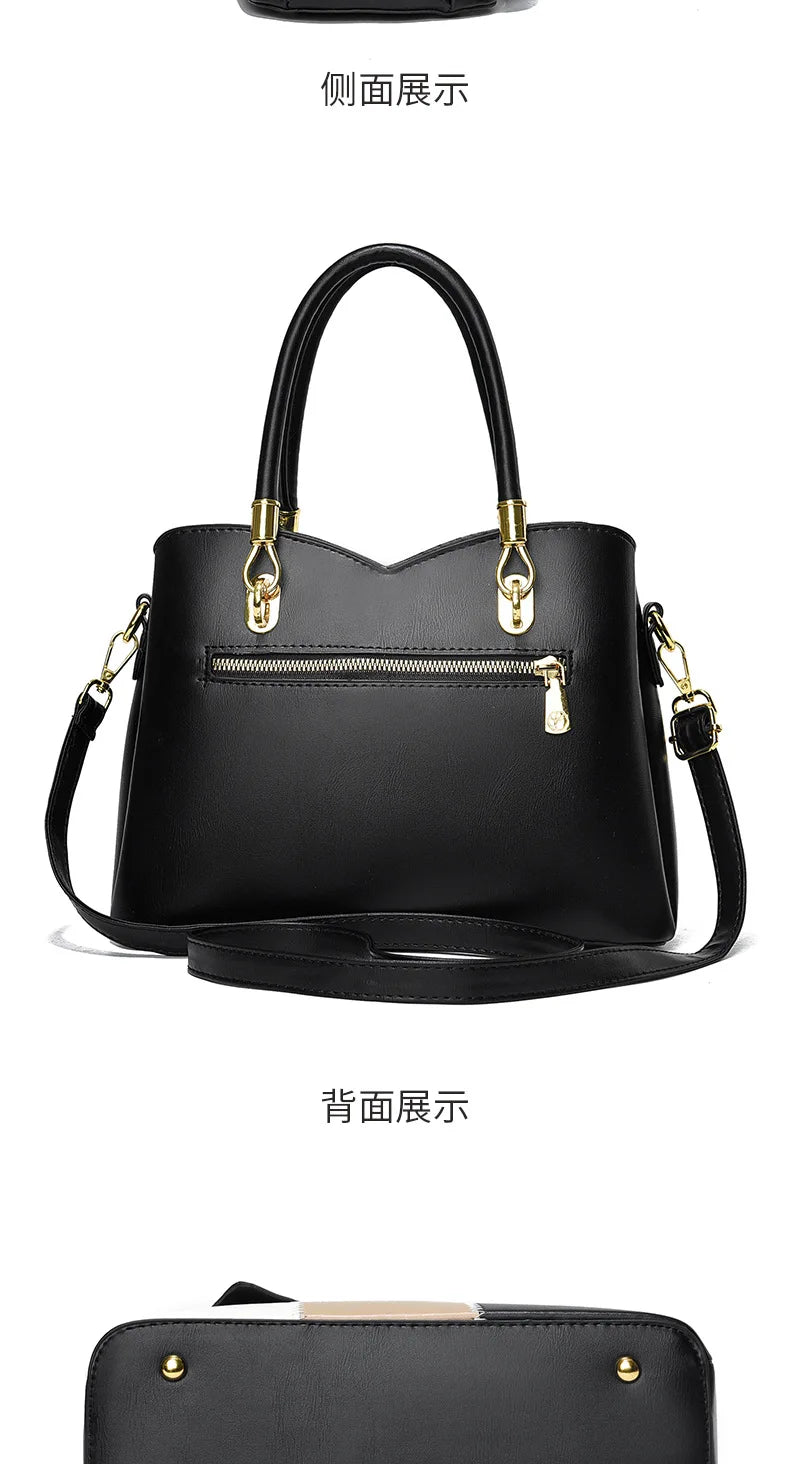 2024 New Three Color Combination Women's Handbag Large Capacity Soft Leather Shoulder Bag Fashion Elegant Women's Crossbody Bag