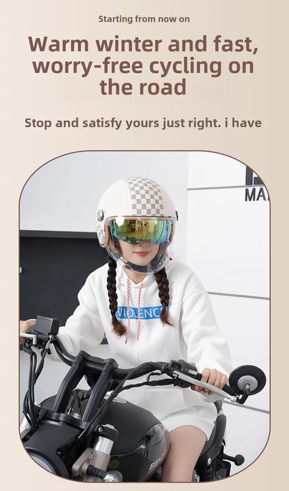 Japan Imported The New DOT Standard Certified Electric Motorcycle Helmet Female Winter Warm Male High Quality and Safety