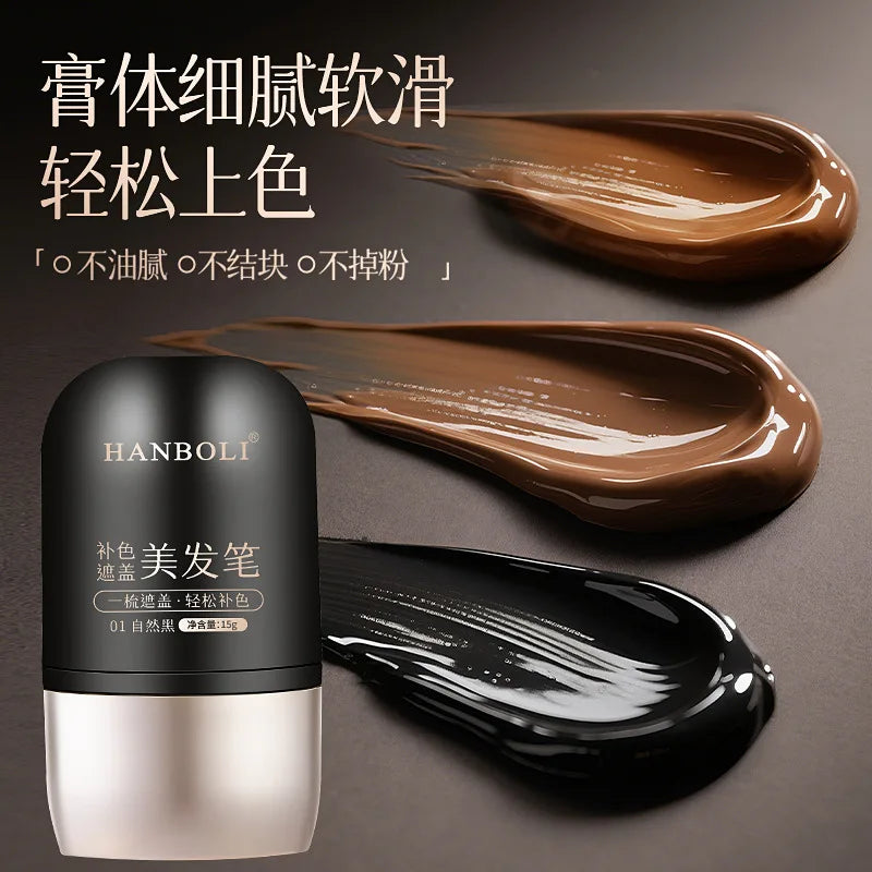 2in1 Plant Hair Dye Stick with Comb Black Brown Long Lasting Temporary Hair Coloring Covered White Hairs Hairline Pen Washable