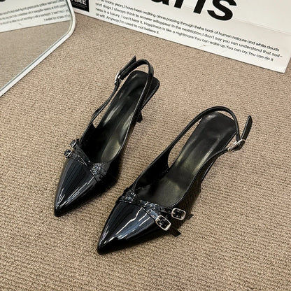 Women's Sandals Leopard Sexy High Heels Shoes Pointed Toe Luxury Pumps Slippers Woman Brand Dress Buckle Ladies De Flip Flops