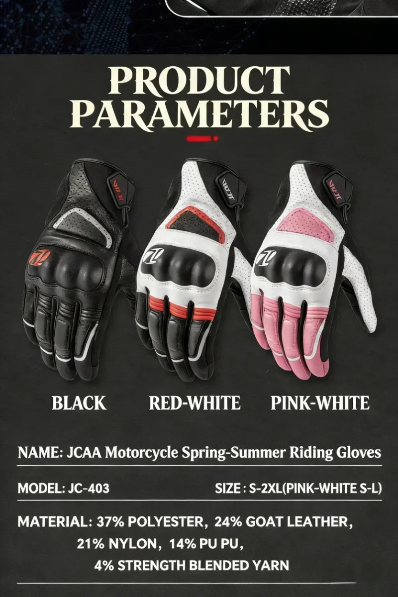 Unisex Goatskin Leather Riding Sports Biker Motorcycle Gloves Knuckle Mitten Men's Motocross Glove motogp Accessories for Summer