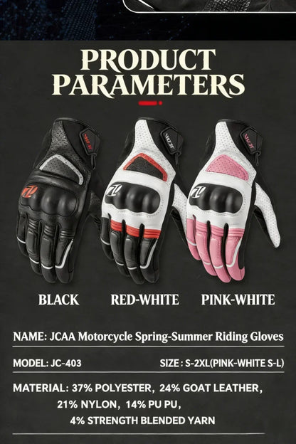 Unisex Goatskin Leather Riding Sports Biker Motorcycle Gloves Knuckle Mitten Men's Motocross Glove motogp Accessories for Summer