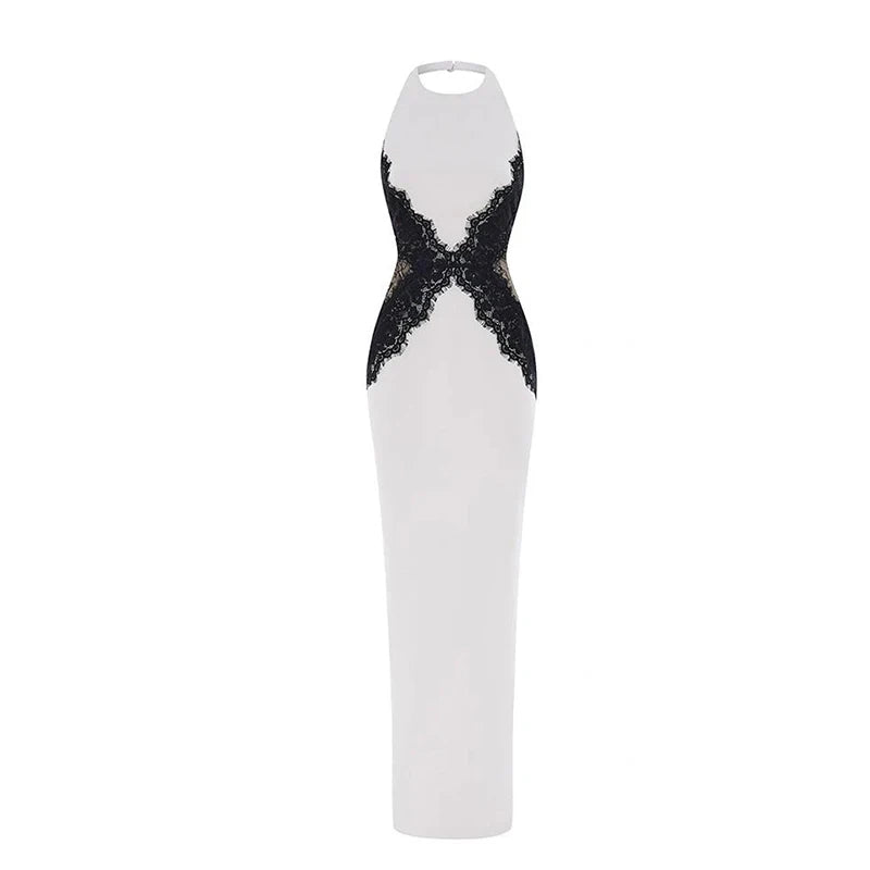 CHNMR Lace Cut Out Slim Backless Dress Women Elegant Halter Sleeveless Party Dresses Fashion Female Vestiods for Summer New 2026