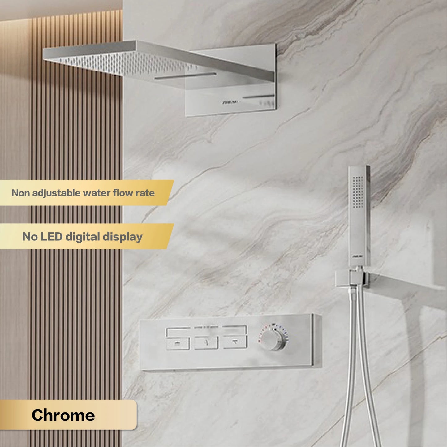 Luxury brass gun gray wall mounted shower system, wall mounted design with constant temperature LED digital display bathroom Tap