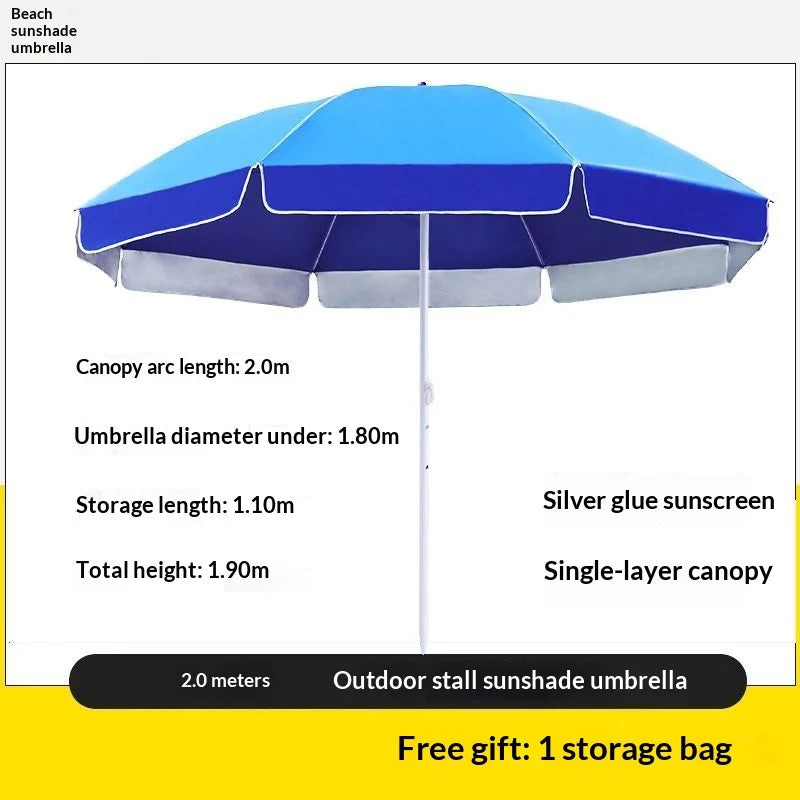 Double Layer UV Sun Shade Outdoor Patio Umbrella Commercial Market Stall Silver Coated Waterproof Heavy Duty Base Outdoor