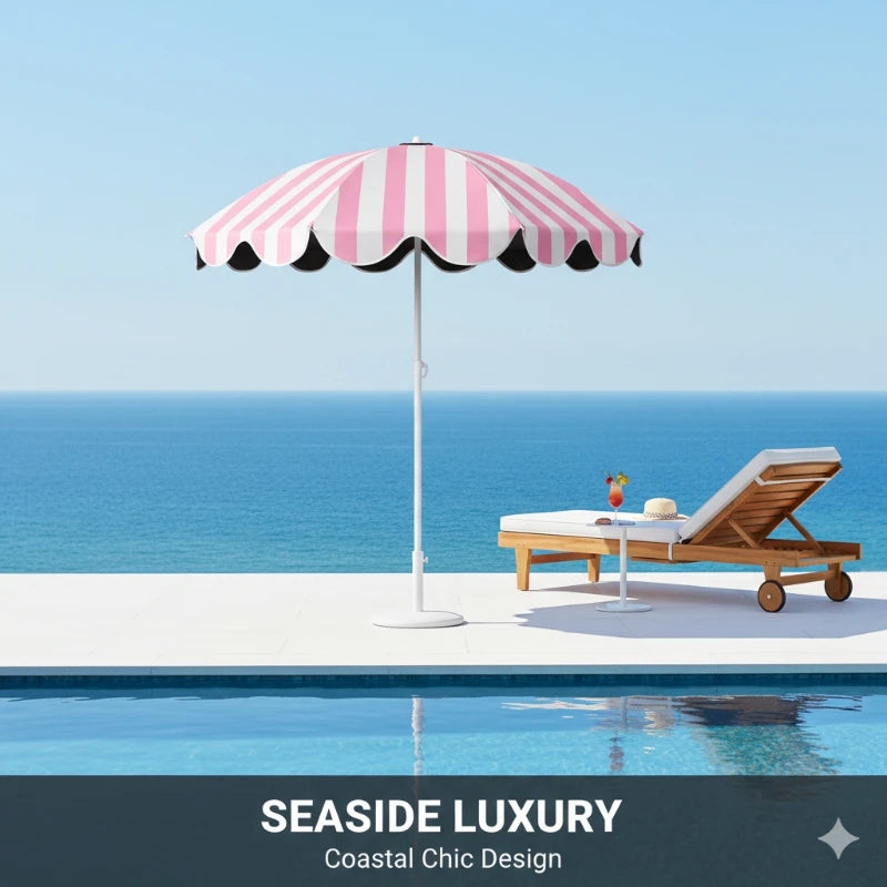 Portable Adjustable Height UPF50+ UV Protection Sunshade Umbrella for Courtyard Garden Patio Beach Scenes (Base Not Included)