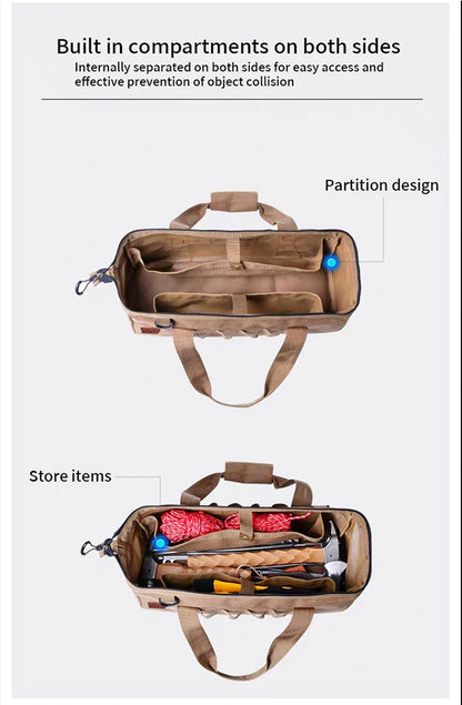 Camping tool storage bag,large-capacity tool kit, can be hung with a climbing buckle, high toe nail,Five colors to choose from