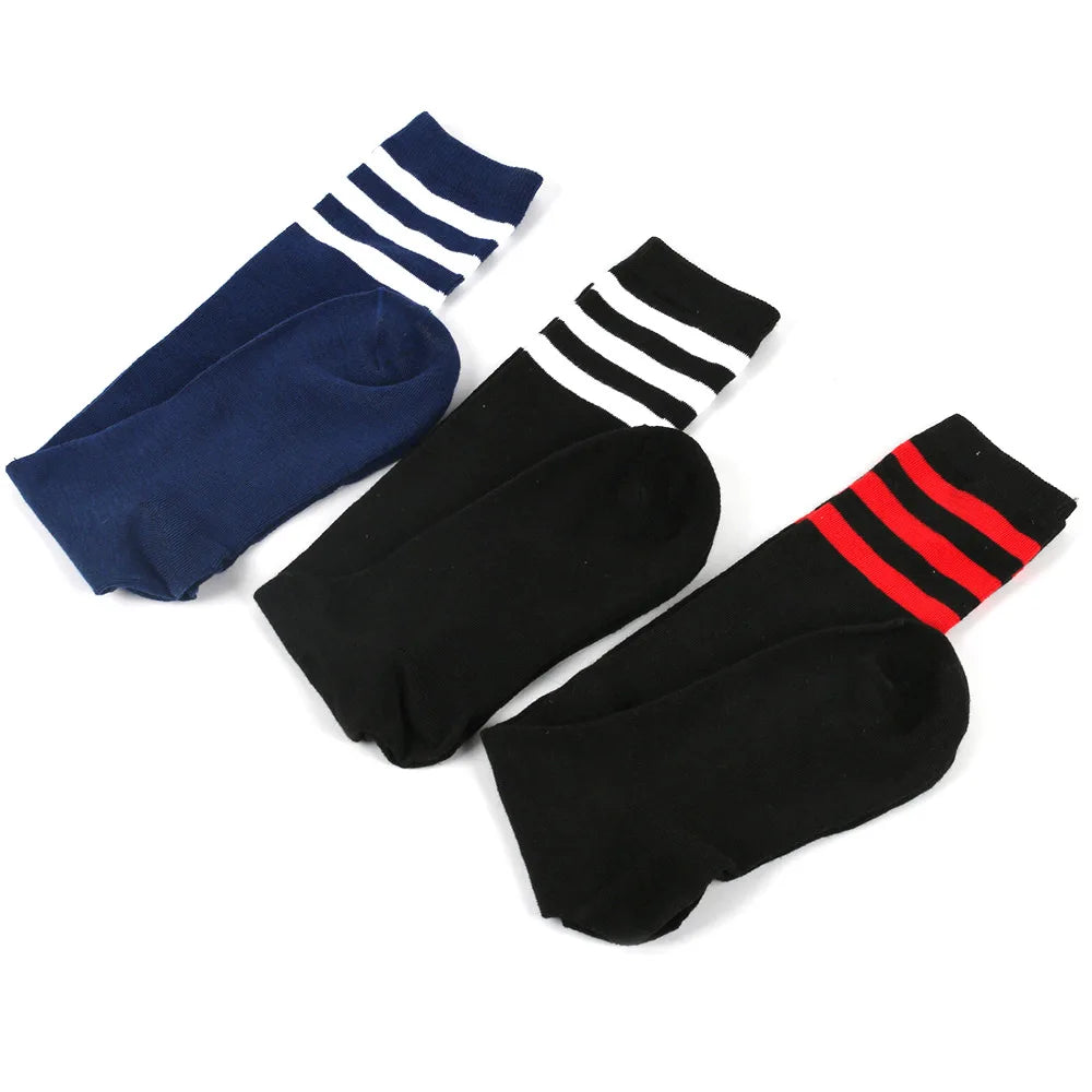 Middle Tube Sock Women Striped Knee High Ladies Japanese Harajuku College Style Cotton Summer Calf Sock Black White Female Gift