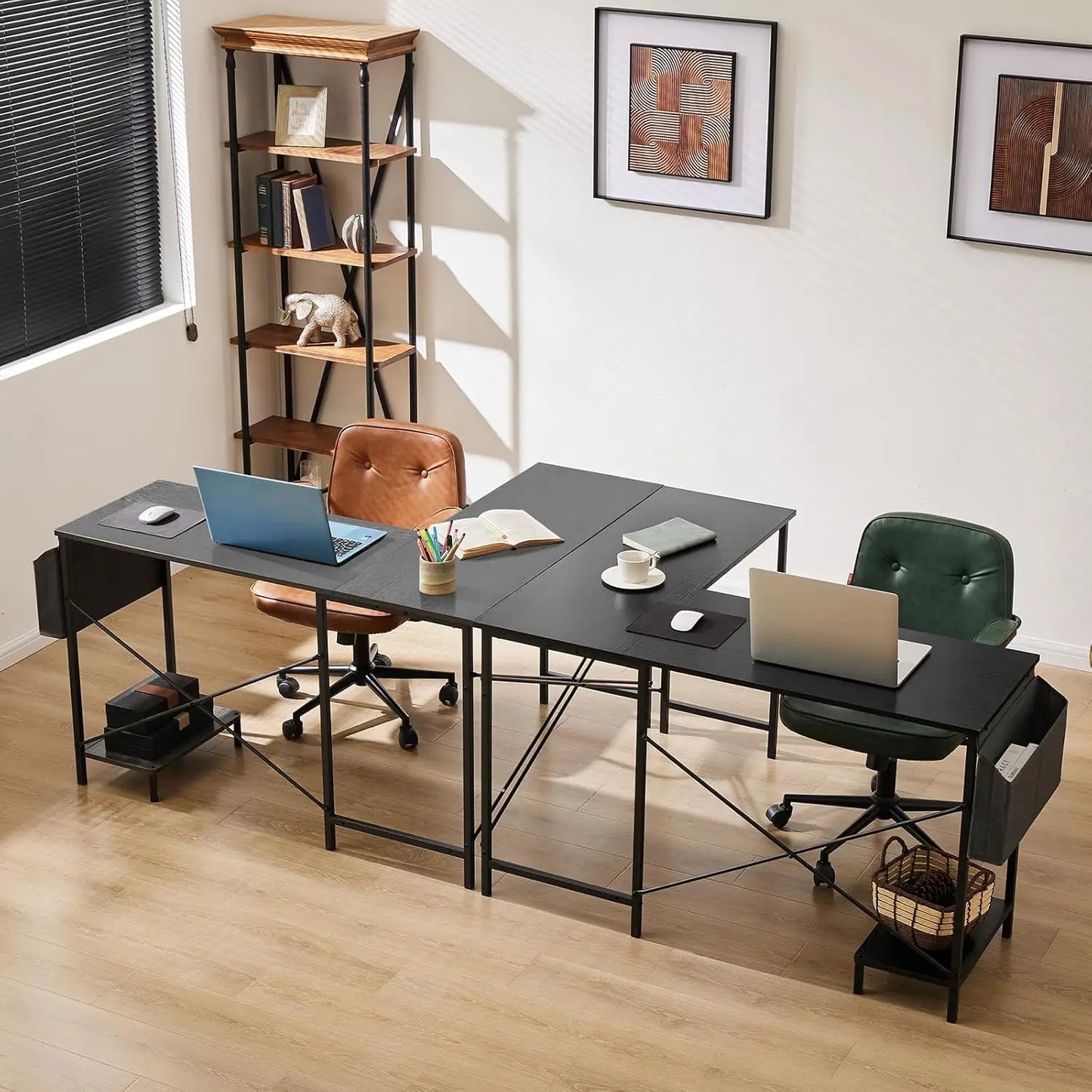 L-Shaped Gaming Desk with CPU Stand and Side Bag, Black, 50-Inch for Home Office or Dorm