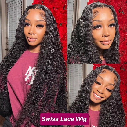 13X4 13X6 Water Wave Hd Transparent Lace Front Wigs Deep Wave Lace Frontal  Pre Plucked Curly 100% Human Hair Wigs 250 Density