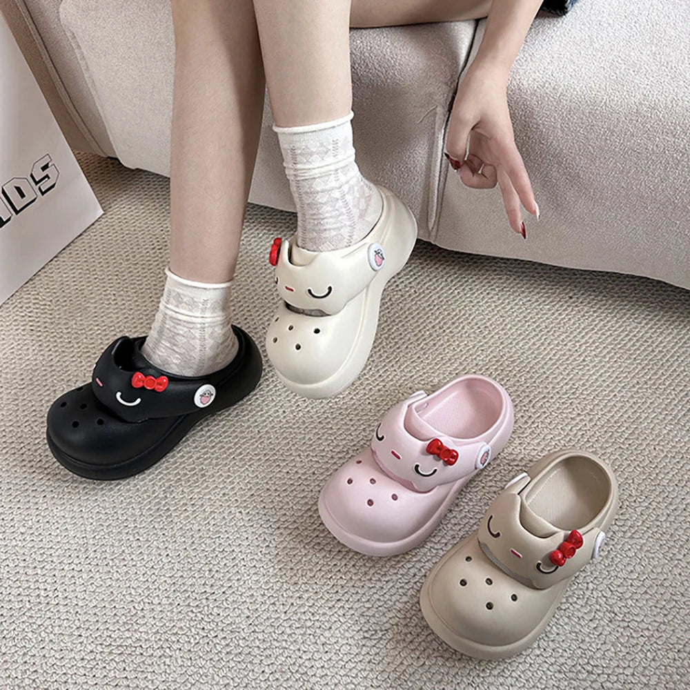 Women Fashion Platform Clogs Cute Cartoon Rabbit Summer Shoes Female Indoor Street Slippers Soft EVA Girls Daily Walking Sandals
