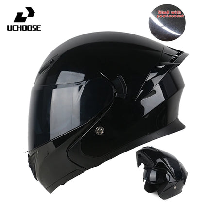 Uchoose DOT Modular helmet Full Face Helmets Crash Motorbike Protective Gear unisex Flip Up Helmet Motorcycle Double Sun Visor