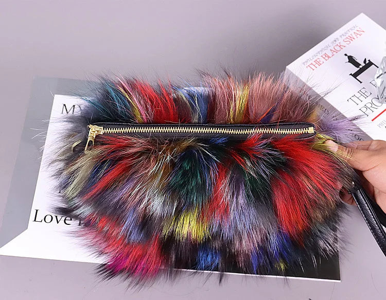 Fashion Fur Bag Autumn And Winter Real Fur Bags Fluffy Fox Fur Messenger Bags For Female Luxury Fur Handbag Warm Plush Handbag