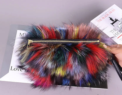 Fashion Fur Bag Autumn And Winter Real Fur Bags Fluffy Fox Fur Messenger Bags For Female Luxury Fur Handbag Warm Plush Handbag