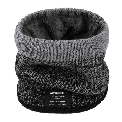 Winter Scarf for Men Fleece Ring Bandana Knitted Warm Solid Scarf Women Neck Warmer Thick Cashmere Hot Handkerchief Ski Mask