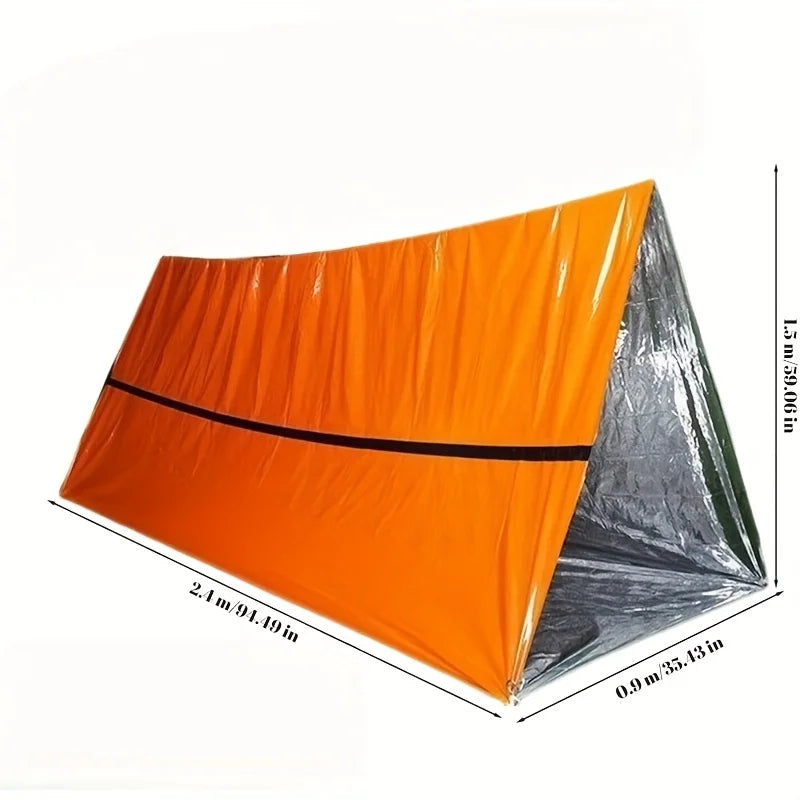 9Pcs Emergency Survival Kit, Thermal Bivvy Bag, Poncho, Tent, Whistles, Camping Gear