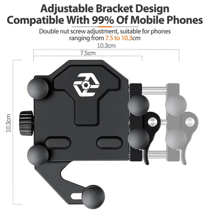 Motorcycle Phone Holder Universal Aluminum Alloy Shock-Absorbing Motos Handlebar Navigation Bracket 360° Rotary Adjustable Stand