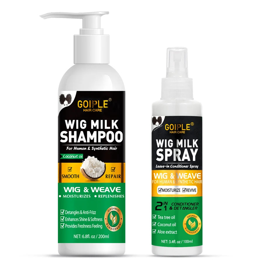 2 IN 1 Wig Shampoo Wig Care Solution Detangle Leave-in Conditioner Spray For Synthetic Lace Front Glue Remover Hair Wax Stick
