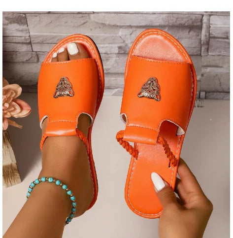 Women Slippers 2025 Summer Fashion Open Toed Shoes for Women Flat Beach Outdoor Luxury Slippers Slides Women Zapatos De Mujer