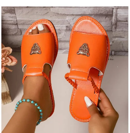 Women Slippers 2025 Summer Fashion Open Toed Shoes for Women Flat Beach Outdoor Luxury Slippers Slides Women Zapatos De Mujer