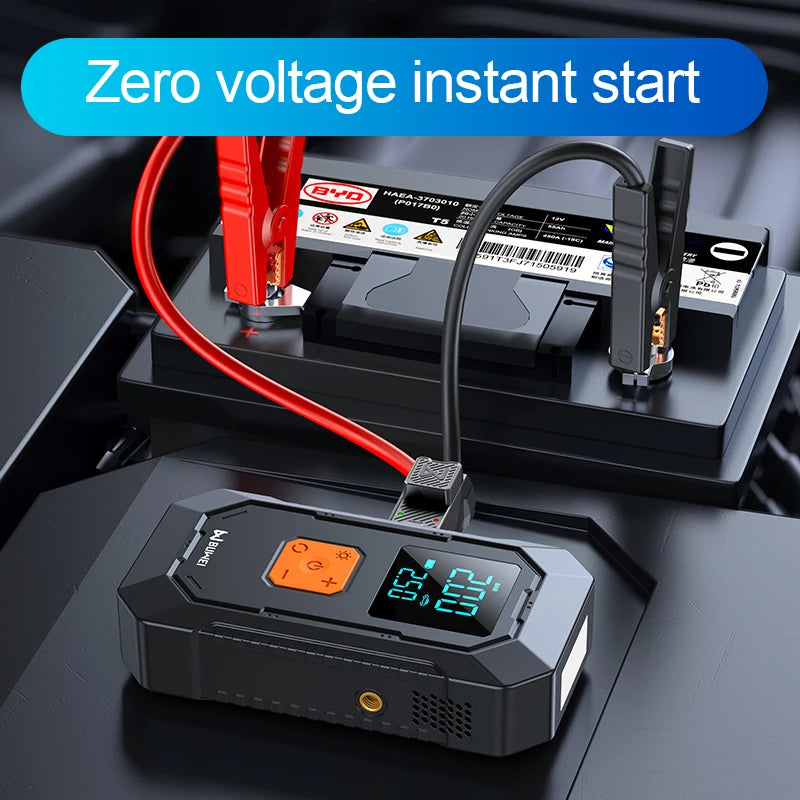 Car Jump Starter Air Pump Power Bank Lighting Portable Air Compressor 4 In 1 Cars Battery Starters Auto Tyre Inflator