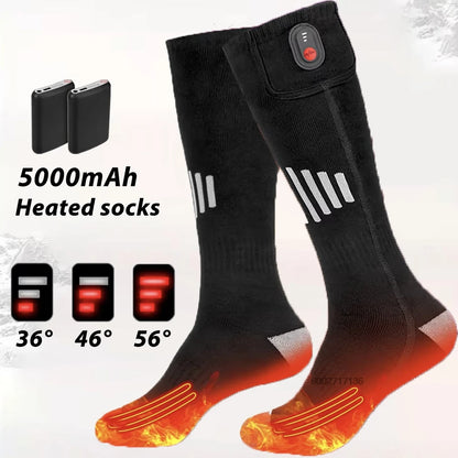 Winter Heated Socks Warm Ski Electric Heating Thick Soft Stockings Unisex For Outdoor Thermal Hunting Camping Warmer