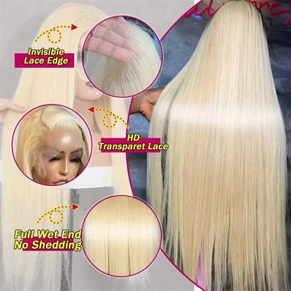613 Blonde Colored Straight 13x4 13x6 Hd Lace Frontal Human Hair Wigs 30 Inch Brazilian Transparent Lace Front Wigs For Women