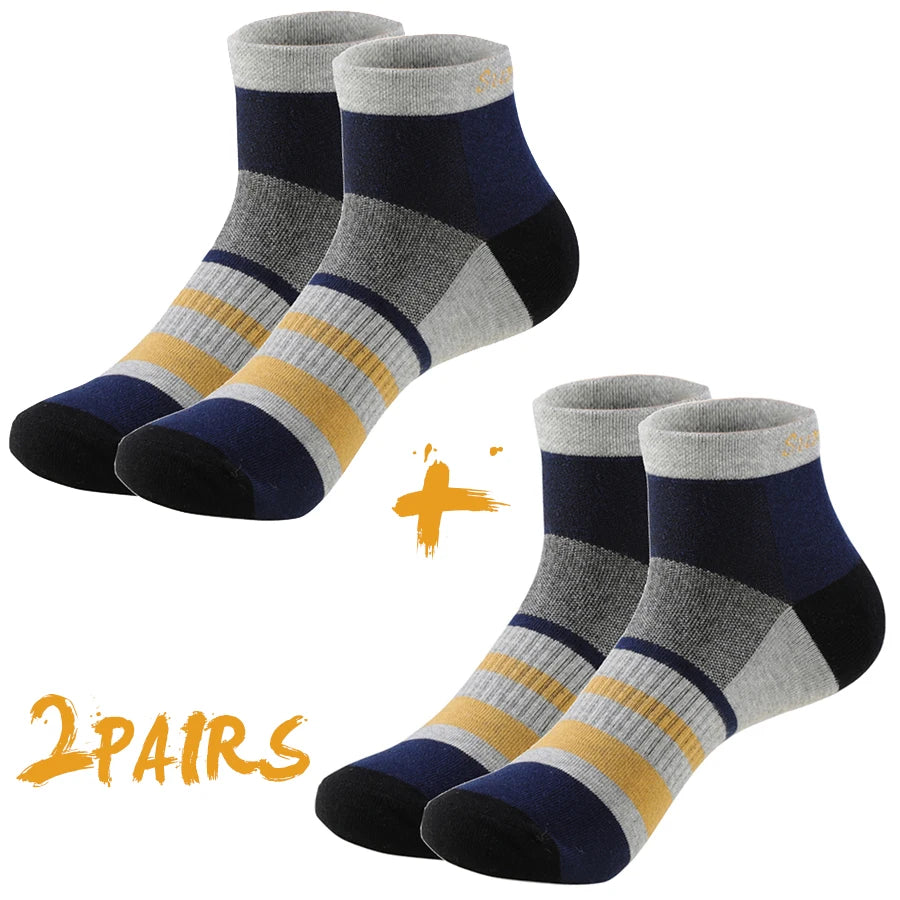2 Pairs/Lot Running Socks Men Sport Outdoor Casual Cotton Red Stripes Compression Black Colorful Sock Male Gifts 21 Colors