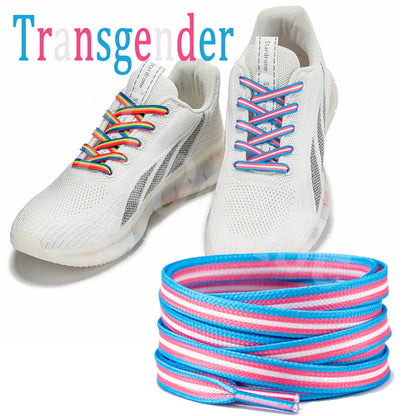 No6Transgender 100/120/150cm Shoe Lace Flat Printed Shoelace Colorful Rainbow Laces Gay Pride Liberty Shoelaces Shoe Accessories