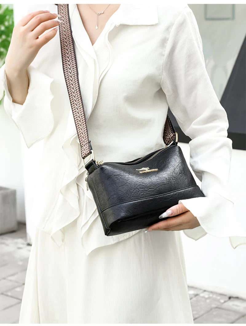 100% Cow Leather High Quality Handbag Purse Women Bag Trend Luxury Designer Shoulder Crossbody Sac Ladies Branded Fashion Totes