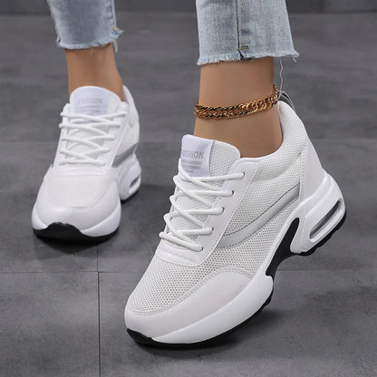 Fashion Women's Platform Shoes Invisible Height-increasing Casual Shoes Ladies Breathable Air-cushion Walking Traveling Shoes