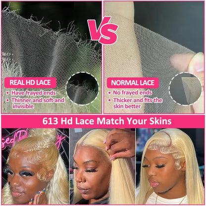 613 HD Lace Frontal Wig 13X6 Straight 100% Human Hair Wigs 40 50 Inch 13x5 Colored Blonde Lace Front Pre Plucked Human Hair Wig