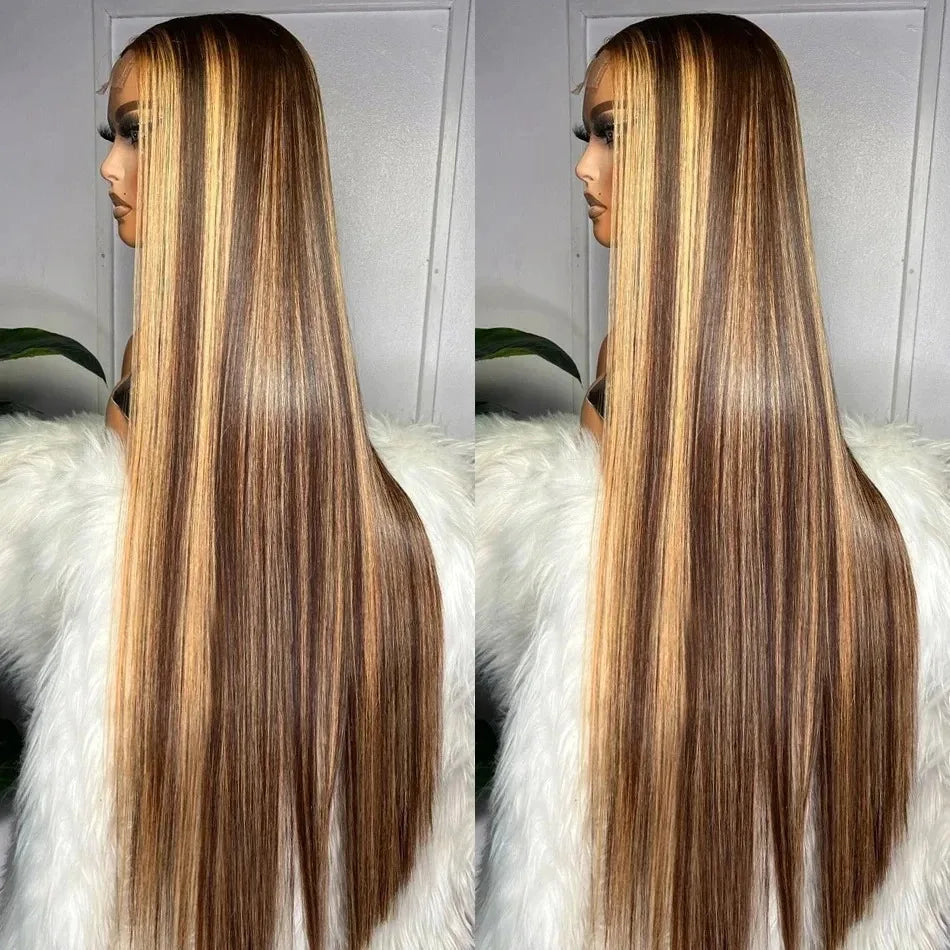 13x4 13x6 HD Lace Front P427 Highlight Bone Straight Human Hair Wigs 200 Density Brazilian  Honey Blonde Colored Human Hair Wigs