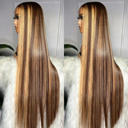 13x4 13x6 HD Lace Front P427 Highlight Bone Straight Human Hair Wigs 200 Density Brazilian  Honey Blonde Colored Human Hair Wigs