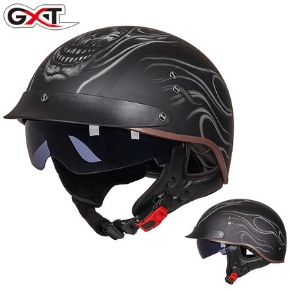 Retro Half Helmet Motorcycle Cruiser Helmet German Style Vintage Casco Moto Open Face Chopper Biker Pilot DOT Capacetes Para