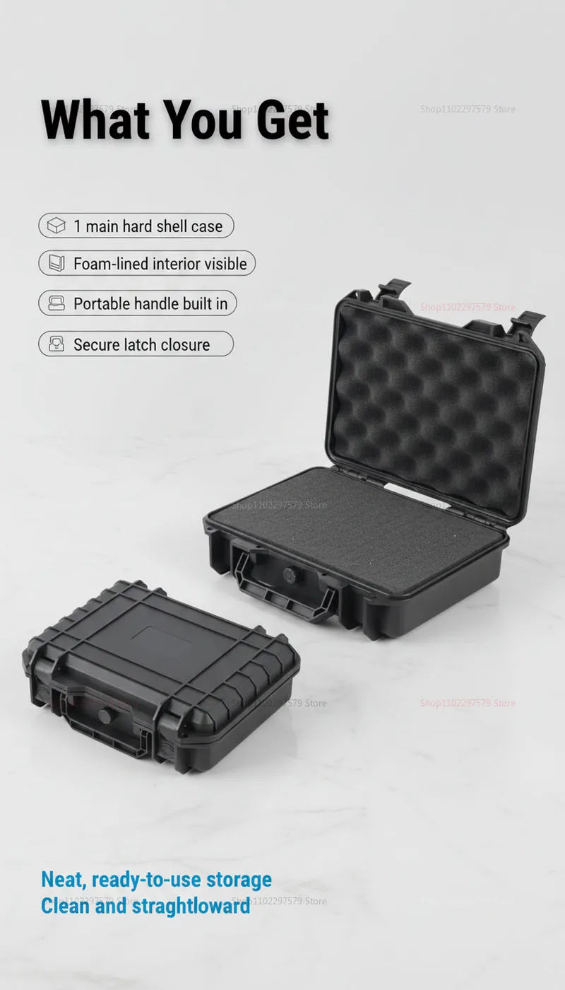 Portable Hard Tool Box With Pre-Cut Foam Storage Box, Shockproof, Pressure Reducing, Dustproof, Suitable For Home/Outdoor Use.