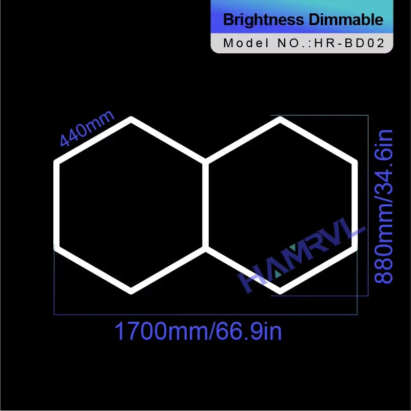 Hexagon Dimmable LED Ceiling Light Modern Honeycomb Panel with 3-Level Dimming 100%/50%/20% for Living Room Bedroom Salon Garage