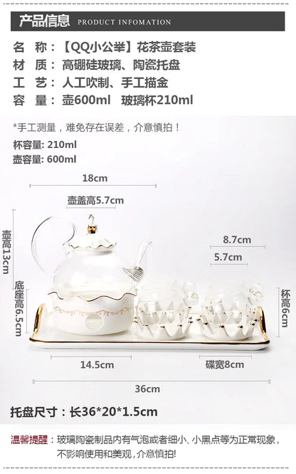 Nordic Afternoon Tea Set Flower Tea Cup Set Boiled Fruit Teapot Candle Heated Teapot Home Gifr