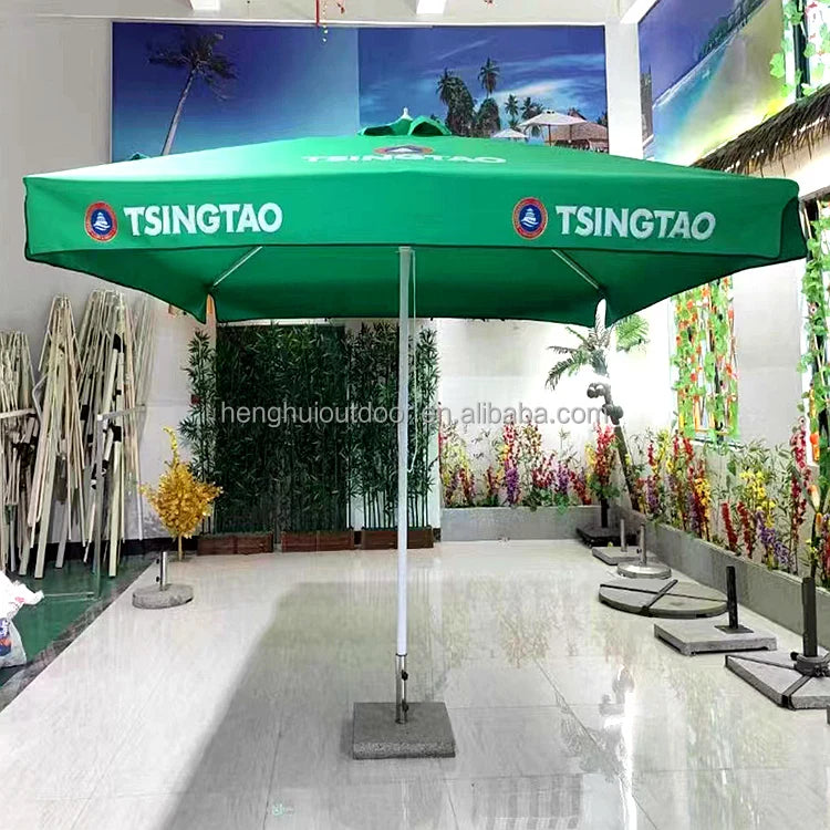 Pink Yellow Blue Striped Parasols Umbrellas Outdoor Luxury Aluminium Market Style Beach Umbrella with Fringe Outdoor for Shop